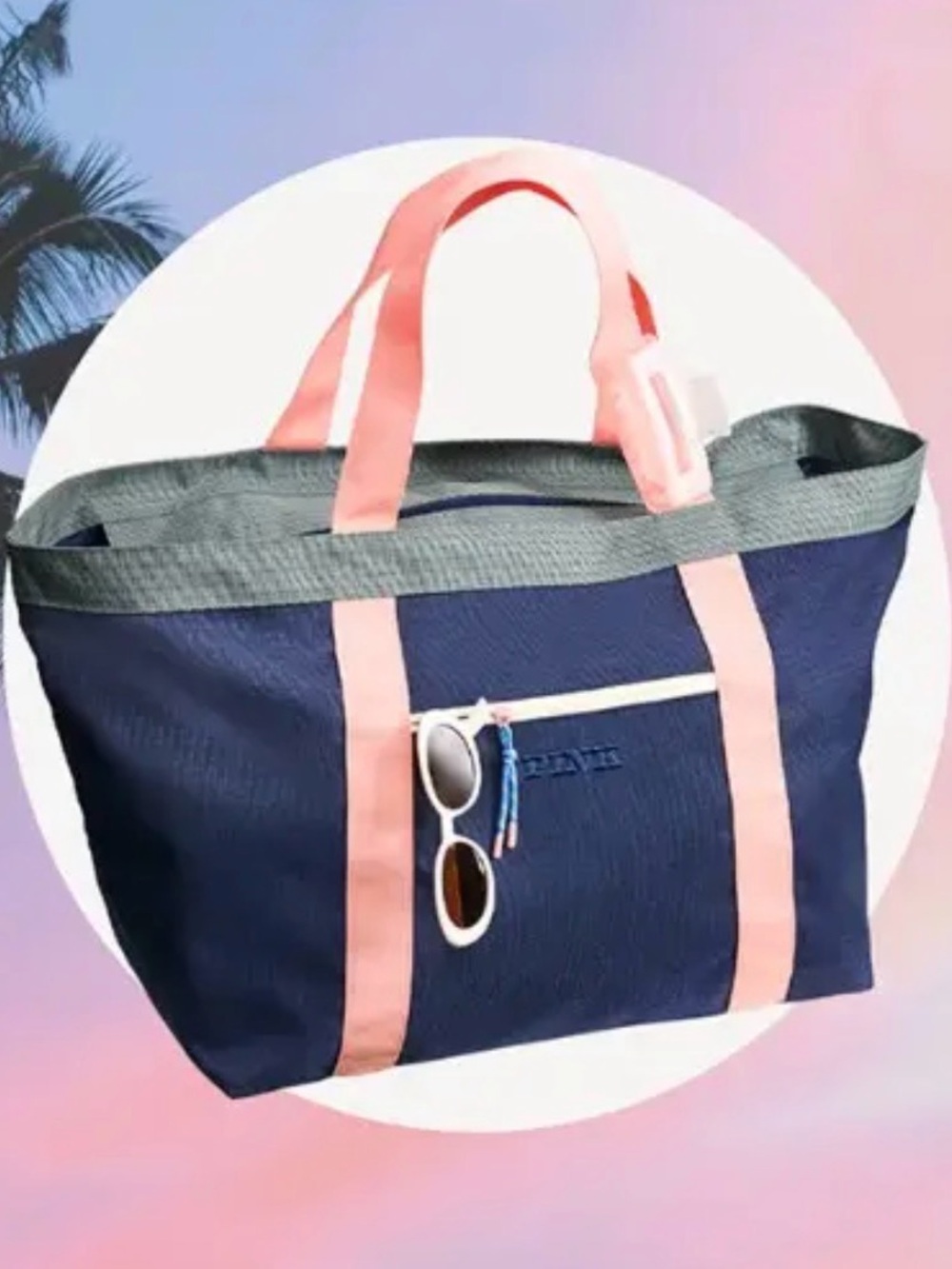Victoria’s Secret PINK Navy Coral Large Canvas Weekender Tote Travel Bag